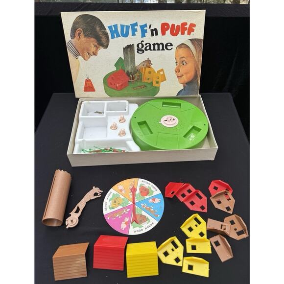 Vintage 1968 Schaper Huff ‘N Puff Game Don’t Let The Wolf Knock Down Your House